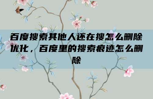 百度搜索其他人还在搜怎么删除优化，百度里的搜索痕迹怎么删除