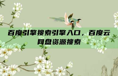 百度引擎搜索引擎入口,百度云网盘资源搜索