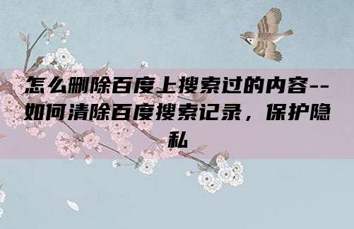 怎么删除百度上搜索过的内容--如何清除百度搜索记录,保护隐私