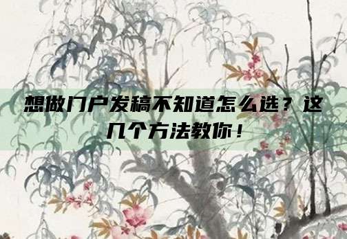 想做门户发稿不知道怎么选?这几个方法教你!