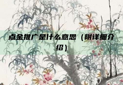 点金推广是什么意思（附详细介绍）