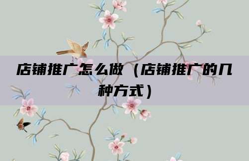 店铺推广怎么做（店铺推广的几种方式）