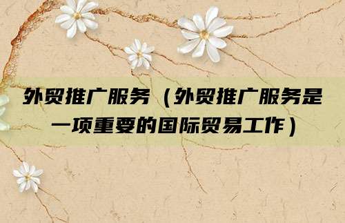 外贸推广服务(外贸推广服务是一项重要的国际贸易工作)
