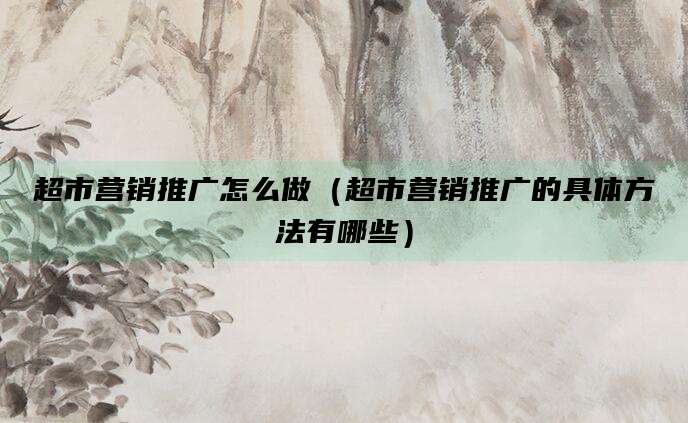 超市营销推广怎么做(超市营销推广的具体方法有哪些)