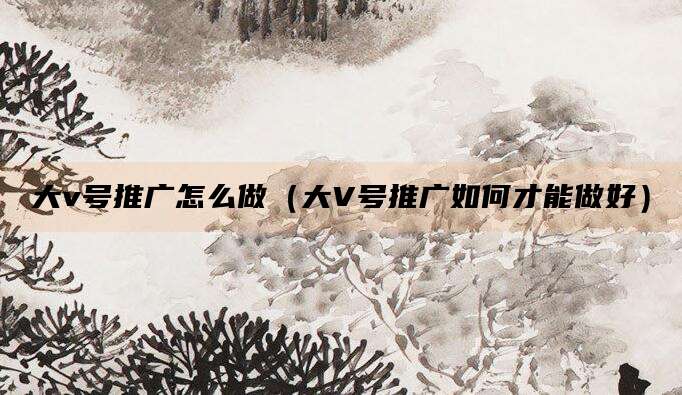 大v号推广怎么做（大V号推广如何才能做好）