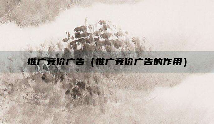 推广竞价广告(推广竞价广告的作用)