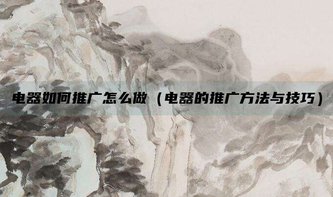 电器如何推广怎么做(电器的推广方法与技巧)