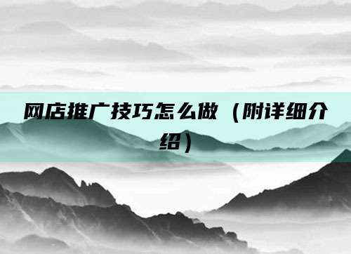 网店推广技巧怎么做(附详细介绍)