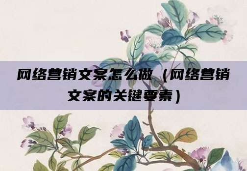 网络营销文案怎么做(网络营销文案的关键要素)