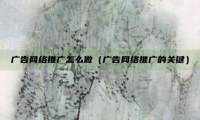 广告网络推广怎么做(广告网络推广的关键)