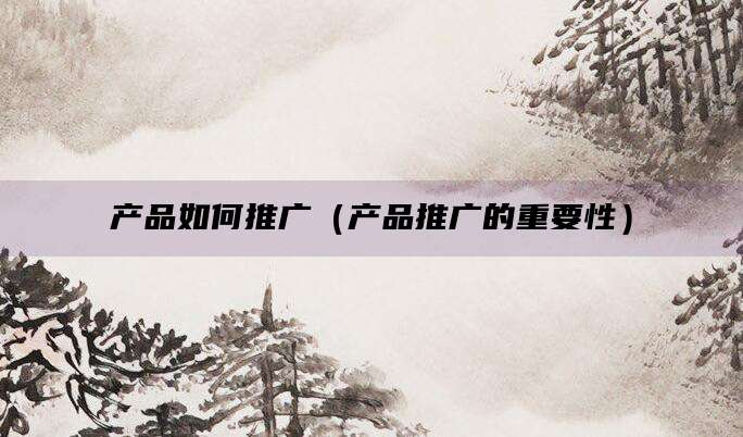 产品如何推广(产品推广的重要性)
