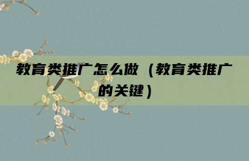 教育类推广怎么做(教育类推广的关键)