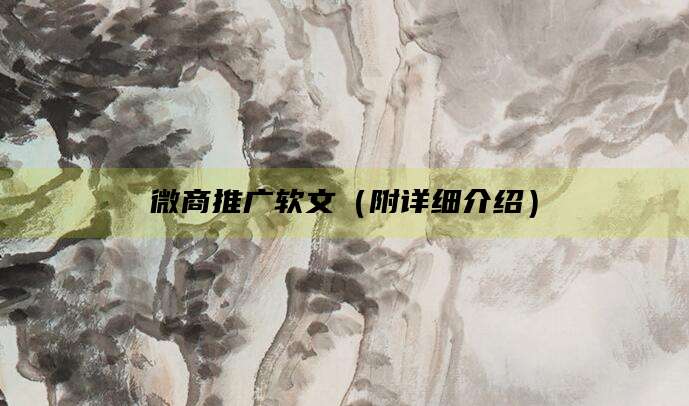 微商推广软文（附详细介绍）