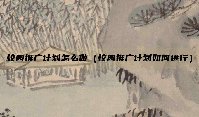 校园推广计划怎么做(校园推广计划如何进行)