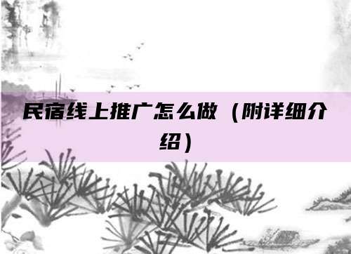 民宿线上推广怎么做(附详细介绍)