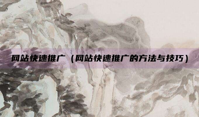 网站快速推广(网站快速推广的方法与技巧)