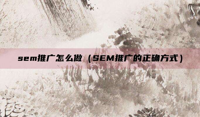sem推广怎么做(SEM推广的正确方式)