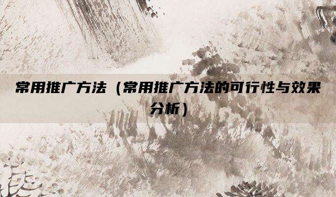 常用推广方法(常用推广方法的可行性与效果分析)