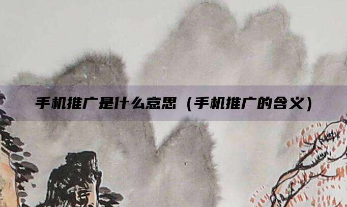 手机推广是什么意思（手机推广的含义）