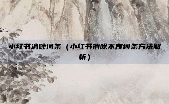 小红书消除词条（小红书消除不良词条方法解析）