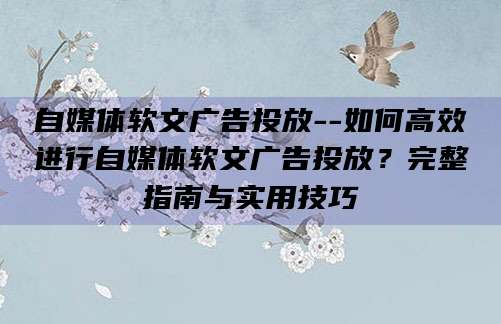 自媒体软文广告投放--如何高效进行自媒体软文广告投放？完整指南与实用技巧